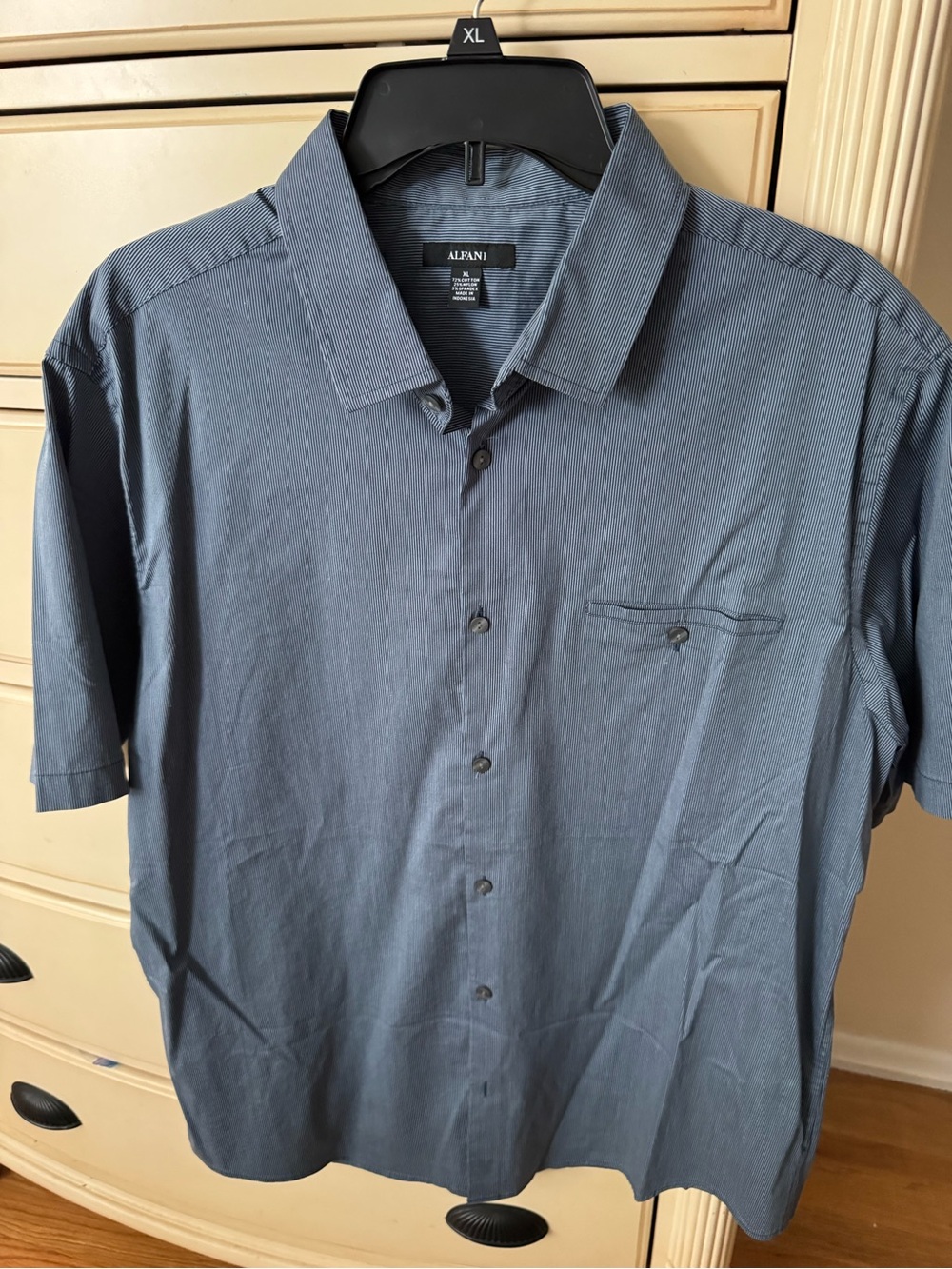 Alfani Men's Casual Short-Sleeve Button-Down Shirt in Slate Blue